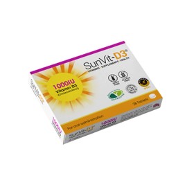 SunVit-D3 Vitamin D3 1000 iu - High Strength Vitamin D Tablets Support the Maintenance of Bone, Teeth, Muscle & Immune System | Made in UK & GMP Approved | Dairy & Gluten free - D3 Vitamins 28 Tablets
