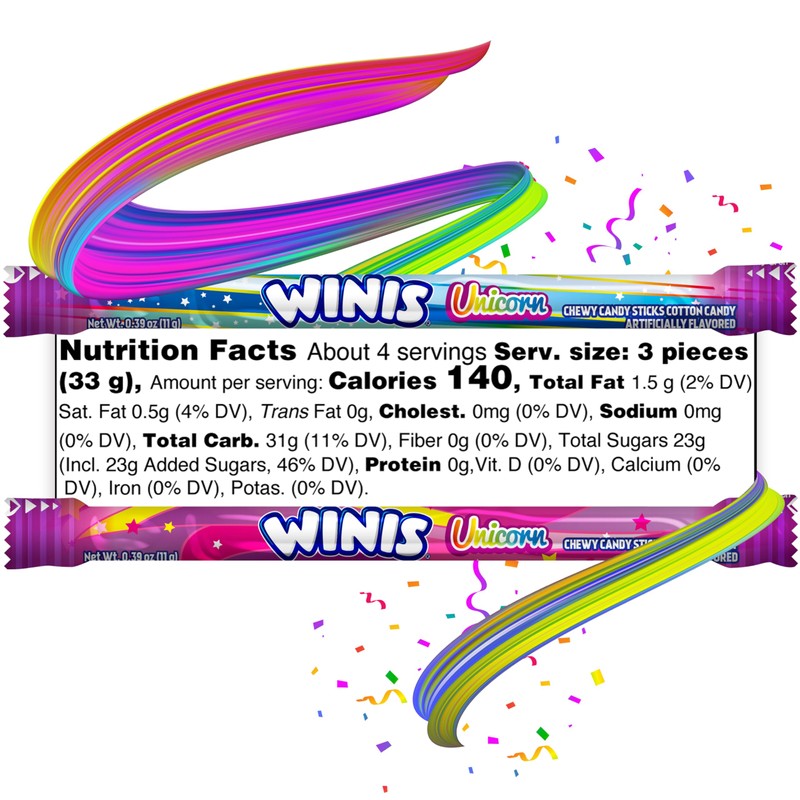 Winis Unicorn | Chewy Candy Swirl | Cotton-Candy Flavored |