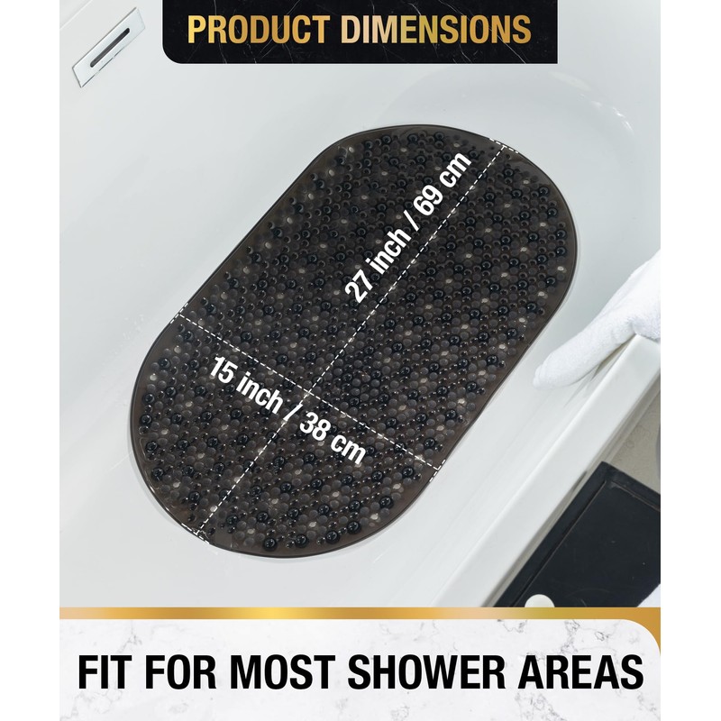HITSLAM Oval Bath Mat Non Slip, 68x38 CM Bubble Shower