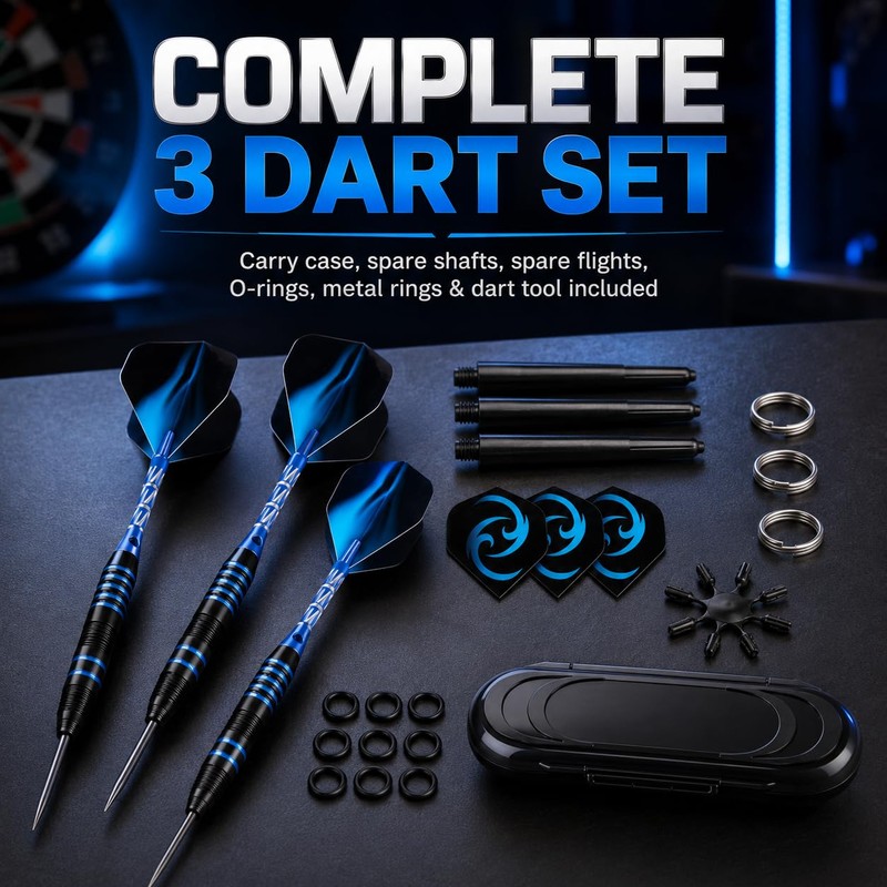 WayArrival Steel Tip Darts 24g, 3 Pack with Case and