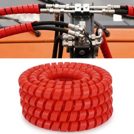 Pangda 25Ft Hydraulic Hose Protector 1/2 Inch Spiral Hose Wrap Cover Red
