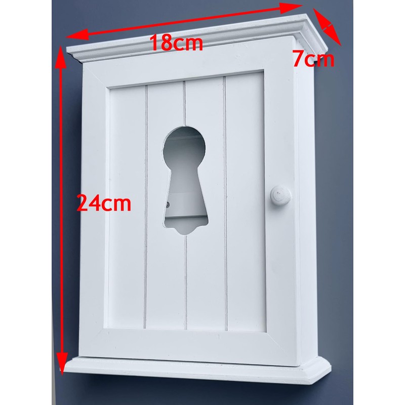 White Key Cabinet - Keyhole Window