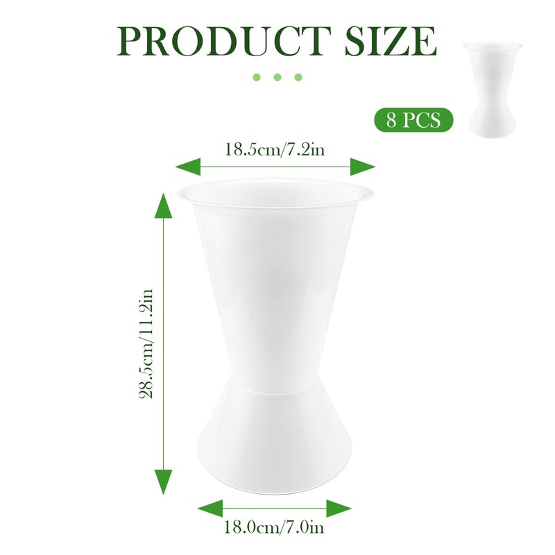 8 Pcs Plastic Flower Buckets with Detachable Base - 11.8