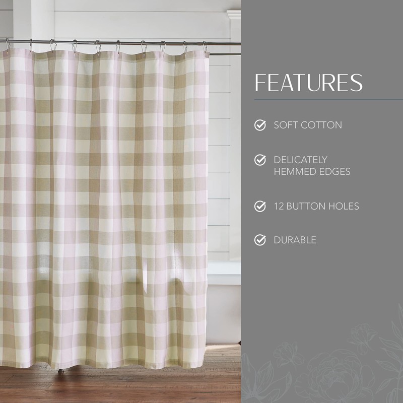 Elrene Home Fashions Cortina de Ducha a Cuadros de búfalo,