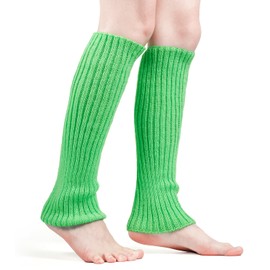 Leg Warmer, Soft Legwarmers 80s Fashion Ribbed Leg Warmers Elastic Leg Warmers Girls 80s for Cosplay Costume Christmas Party Sports Yoga (Neon Green)