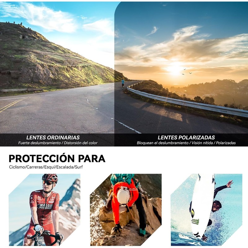 Gafas de Ciclismo Polarizadas HBKUUY con Protección UV400 (Pack de