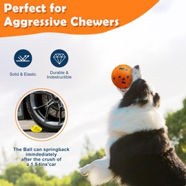 auomii 2 Pack Dog Balls Indestructible Tennis Balls for Dogs Durable Bouncy Dog Toy Balls for Aggressive Chewers Interactive Dog Toys for Water Toy Fetch Balls