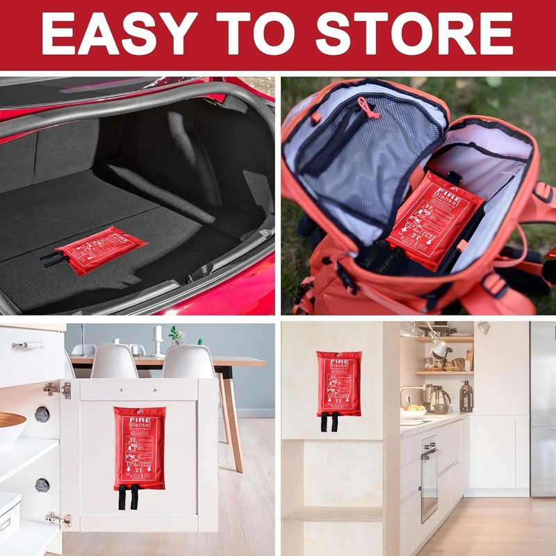 Pack of 4 Fire Blanket – Kitchen Fire Blanket Large