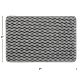 Cat Litter Mat - 24x15-Inch Waterproof Litter Box Mat with Dual-Layer Honeycomb Design for Trapping Litter - Slip-Resistant Cat Mat by PETMAKER (Gray)