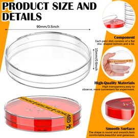 Relaxweex 60 Pack Plastic Petri Dishes with Lids 90 x 15mm Bioresearch Sterile Petri Dish and Biohazard Stickers for School Laboratories Biological Science Themed Party Supplies