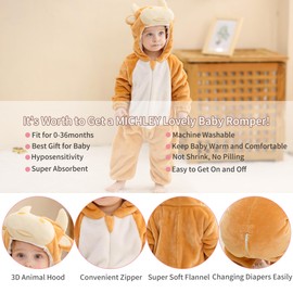 MICHLEY Unisex Baby Animal Hooded Romper Toddler Infant Jumpsuit Fall Winter Outfits 12-18 Months, Cattle