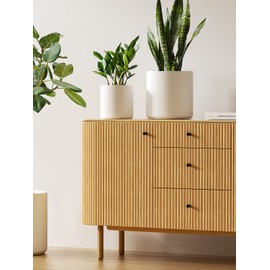 LE TAUCI Ceramic Pots for Plants, 10+8+6 Inch Indoor Plant Pots, Modern Planters for Indoor Plants Home Office, Cylinder Round Planters with Drainage Hole and Plug, Set of 3, White