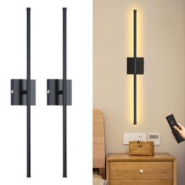 2 Pack Wall Sconces Battery Operated, Wall Sconces 3000K-6000K Dimmable Rechargeable Wall Sconces with Remote Control, 350°Rotate LED Wireless Wall Lights for Living Room, Hallway, Bedroom(Black)