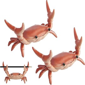 FYDHI 2-Pack Desk Crab Pen Holder, Creative Weightlifting Crab Pencil Stand, Cute Office Decor Desk Organizer for Pens, Glasses & Small Items (Red)