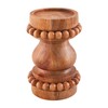 Mud Pie Short Beaded Candlestick, Brown, 4" x 7"
