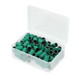 VOCOSTE 100 Pieces 120 Grit Sanding Bands Set with Free Box, Drum Sander Sanding Sleeves for Nail Sanding Tools Green