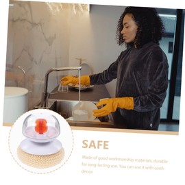 Mobestech Steel Ball Brush sponges scrubbers Dish Scrub Brush wash Pot Brush Kitchen Cleaning scrubbing Brush Skillet Brush Steel Daddy White Handle Crevice Brush Stainless Steel