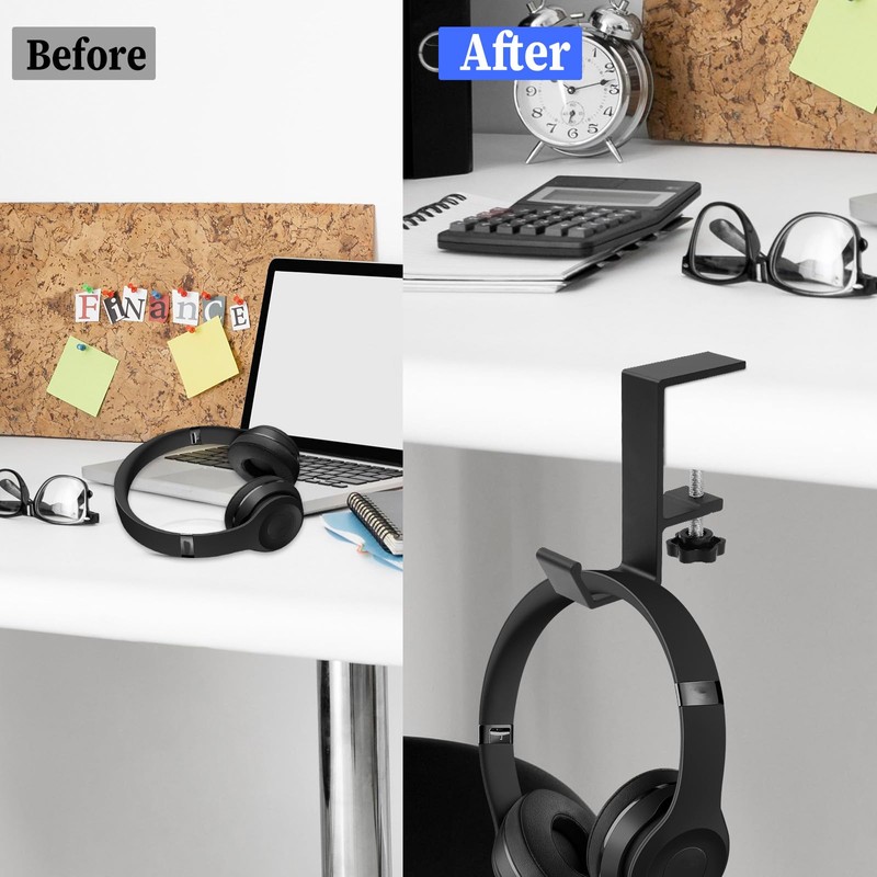 Jeffdad Headphone Stand, Headset Holder with Double Hook, Headphone Stand,