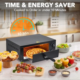 GarveeHome Electric Pizza Oven Indoor, 12" Countertop Pizza Oven with 0-60 Minutes Timer, Pizza Maker Machine for Home and Commercial with Gloves, Clip & Pizza Roller
