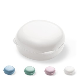LaaSong Soap Holder Travel Case Portable Round Soap Dish with Lid Leak Proof Soap Box for Shampoo Bar Soap (White Small)