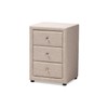 Baxton Studio Tessa 3 Drawer Fabric Upholstered Nightstand in Beige