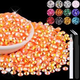 4000PCS 5mm Resin Jelly Rhinestones in Bulk (Orange AB), Bedazzling Flatback Crystals Rhinestones for Crafting DIY Nail Decoration, Gems Diomand Charms for Tumbler Shoes Clothing Fabric