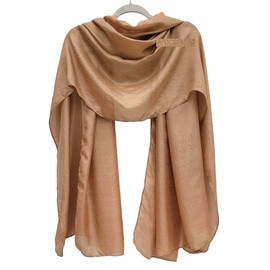 GFM® Silky evening Scarf Shawl Wrap for Wedding Bridesmaids - Tan Brown - (EXC)(88)(SLK2-TKEK)