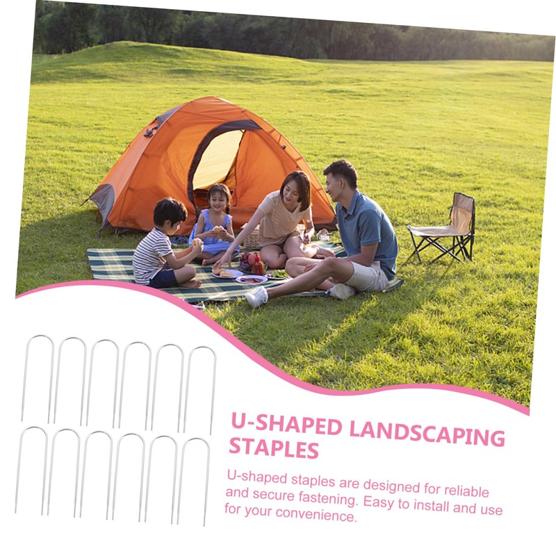 VILLFUL 12pcs U Shaped Garden Ground Stakes for Tents Trampolines