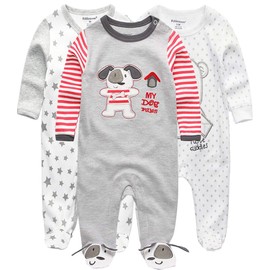 Kiddiezoom Baby Boys Girls Sleepsuit 3 Pack - Design13