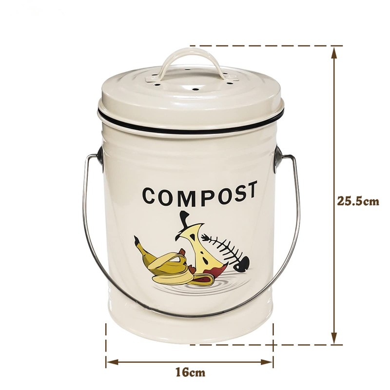 SOTECH Round Compost Bin Kitchen Garbage Can for Kitchen Counter