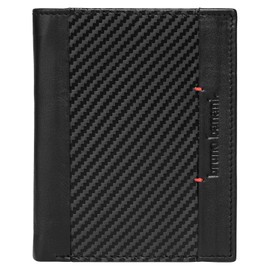 bruno banani Genuine Leather Wallet for Men, Women, Braided Design, RFID Card Protection, Wallet with Coin Compartment and Viewing Window, Black, 022208, black