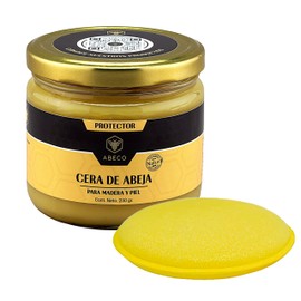 CERA DE ABEJA PREMIUM + ESPONJA DE REGALO - BEESWAX - CERA PARA MADERA Y PIEL, CERA PARA ZAPATOS, CHAMARRAS, MUEBLES, TABLAS DE PICAR - CERA GRADO ALIMENTICIO (230gr)