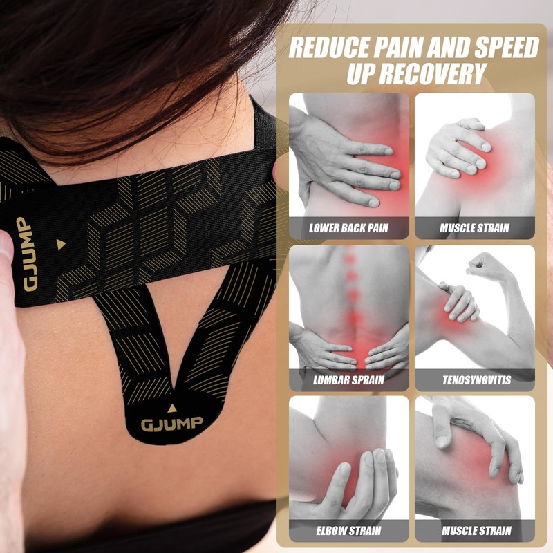 GJUMP Kinesiology Tape, 40 Count Precut Strips 2 Rolls, Original