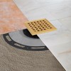 Square Shower Drain, 4-Inch Polished Gold Kit with Bonding Flange,
