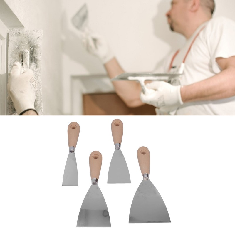 4 Pcs Putty Knife Scrapers Stainless Steel Spackle Knife Metal