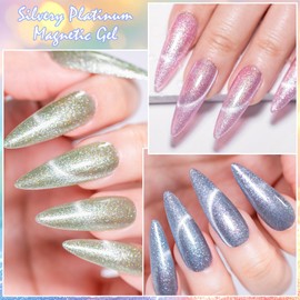 MEET ACROSS Gel Nail Polish Set, 6 Colors Cat Eye Shimmer Collection, 7ml/0.24fl.oz Each, UV LED Soak Off (Set-9, 6pcs)