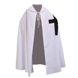 BLESSUME Medieval Knights Templar Hospitaller Hooded Cape (White 2)