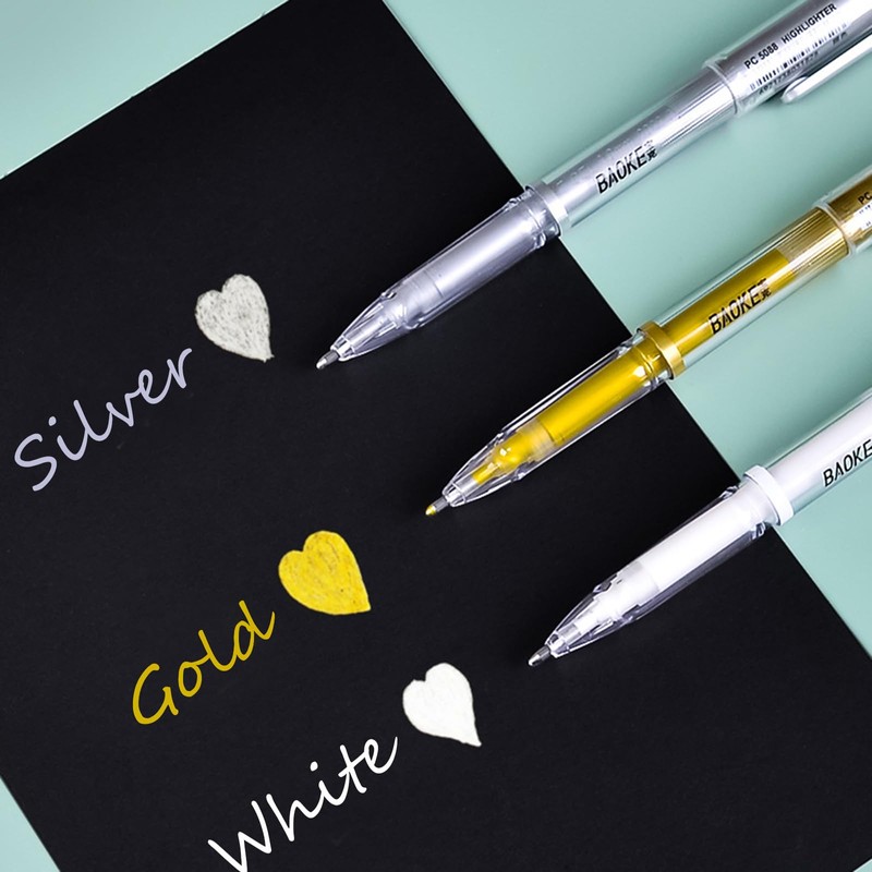 Gold Pens Metallic Gel Ink 1.0mm Tip Highlight Marker Rollerball