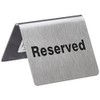 TableCraft Products B9"Reserved" Sign, Stainless Steel Table Tent, 4.75" x
