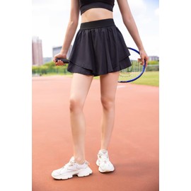 MadFast - Faldas de tenis para mujer con bolsillos, faldas atléticas para mujer, faldas de cintura alta, para correr y entrenar, Negro -, M