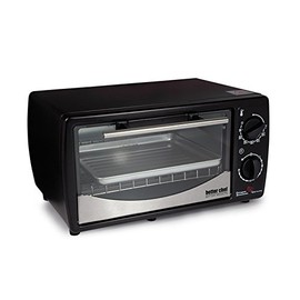 Better Chef Basic Toaster Oven | 4-Slice | 60-Minute Timer | Slide Out Rack | Bake Tray | Broil (Black)