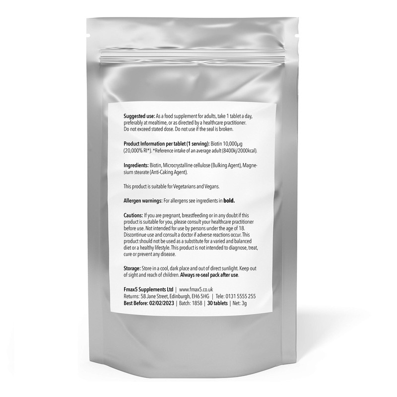 Biotin Hair Growth Supplement, 30-365 Tablets (1 Month to Full