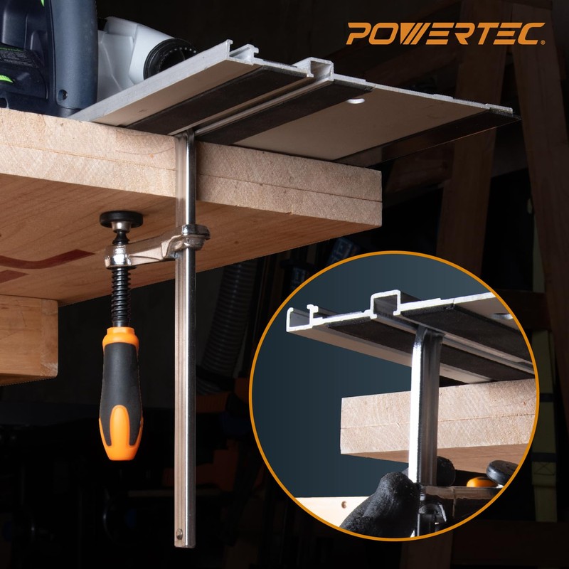 POWERTEC 4PK Quick Screw Guide Rail Clamp for MFT Table