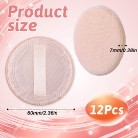 Pack of 12 Velour Face Powder Puff Round Powder Puff Makeup Cotton Powder Puff Washable Makeup Powder Puff Setting Powder Tool for Loose Powder Blush Pressed