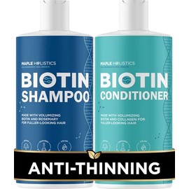 Biotin Shampoo and Conditioner Hair Loss Treatment for Thinning Hair - Hair Follicle Stimulator for Fuller Thicker Hair Growth - Revive Damaged Hair with Natural Jojoba Oil Argan Oil Sea Buckthorn