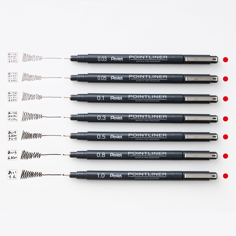 Pentel S20P-7STA Water Based Pen, Millimeter Pen, Point Liner, Set