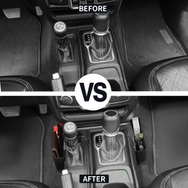 JWWY Gear Shift Storage Box Compatible with 2018-2024+ Jeep Wrangler JL JLU & Gladiator JT 4xe Center Consoles & Organizers Trunk for Jeep Wrangler JL Interior Accessories Fluff Fiber