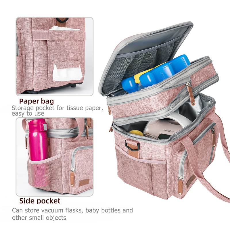 Adult Insulated Lunch Box for Work, Expandable Large Pink Lunch
