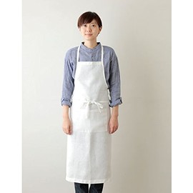 fog linen work Linen Full Apron, White (19) 《LKA004-19》
