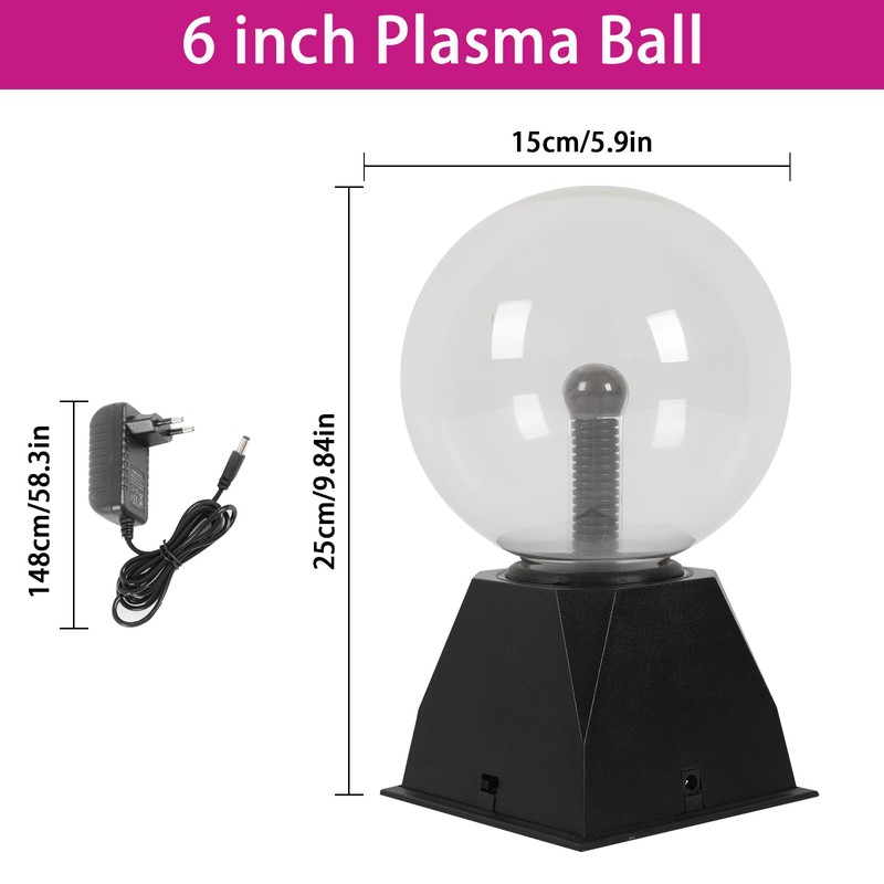 SENQIU Magic Plasma Ball, Plasma Ball Lamp, 15 cm, Electrostatic
